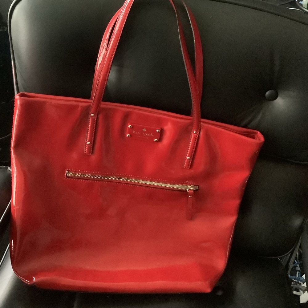 Kate Spade Red Patent Leather Tote Bag - Picture 8 of 12